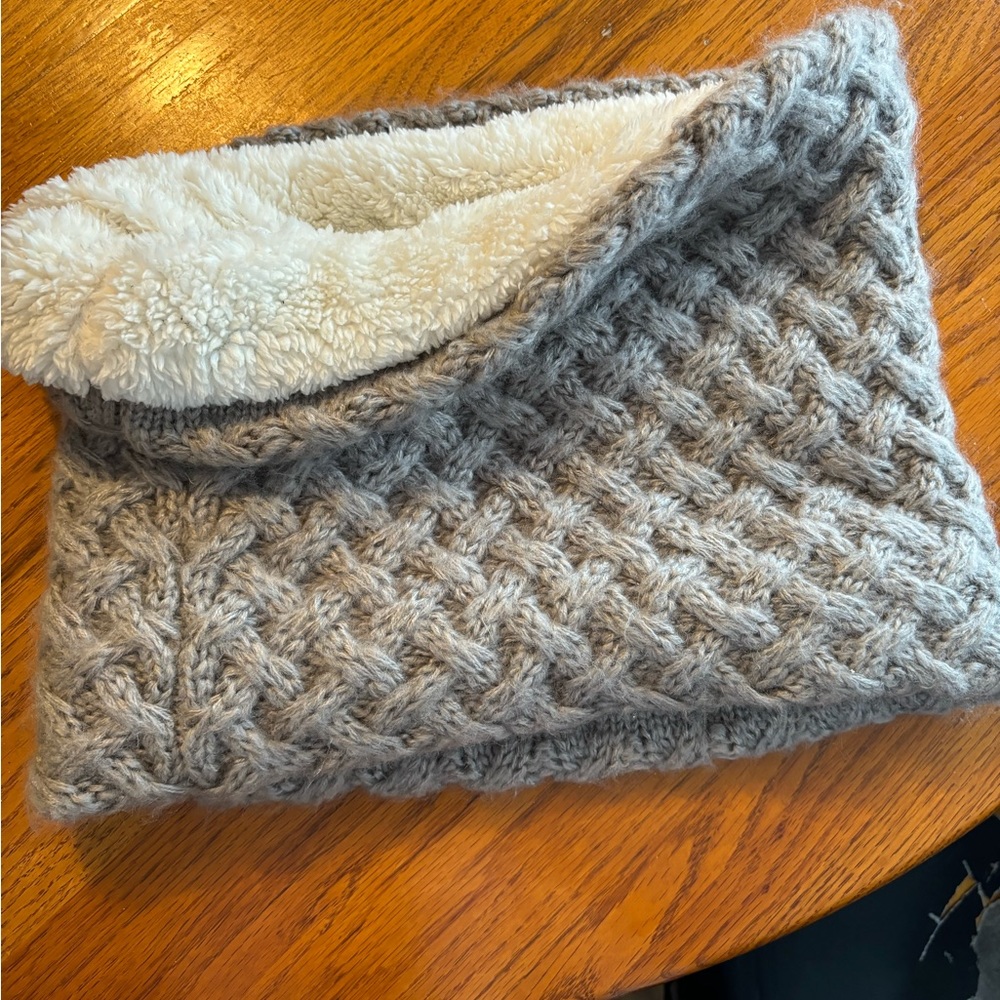 Grey knit neck cowl